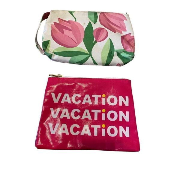Lot of 2 Cosmetics Travel Bags Vacation Makeup Case Toiletry Beauty - Picture 1 of 8
